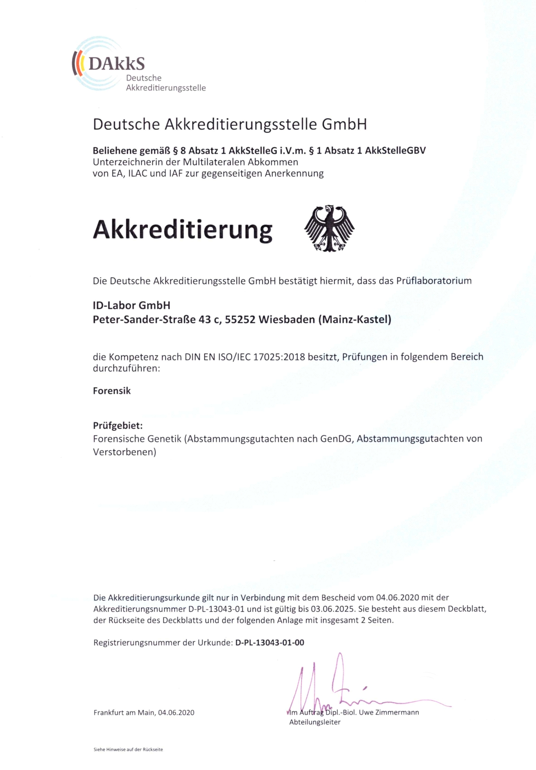 Akkreditierungsurkunde